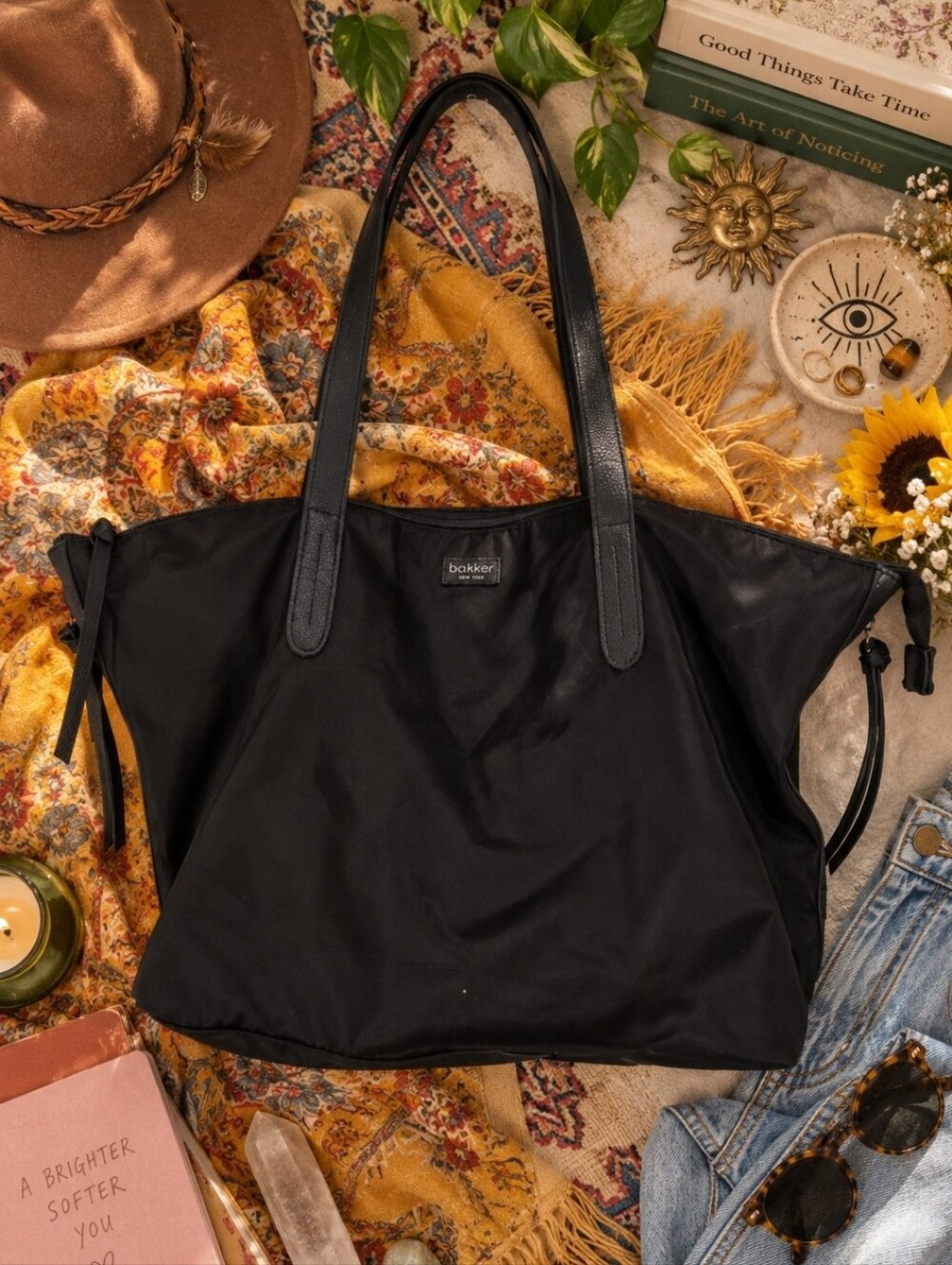 4/$15 Botkier New York Black Oversized Tote Bag 17x11x4 Minimalist Office Siren